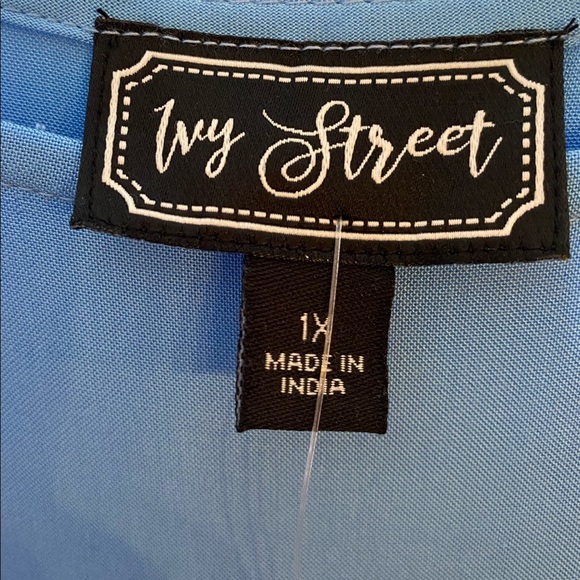 Brand New! Ivy Street Blue and  Green Tiered dress with Ties at Shoulder Size 1X - Picture 10 of 10